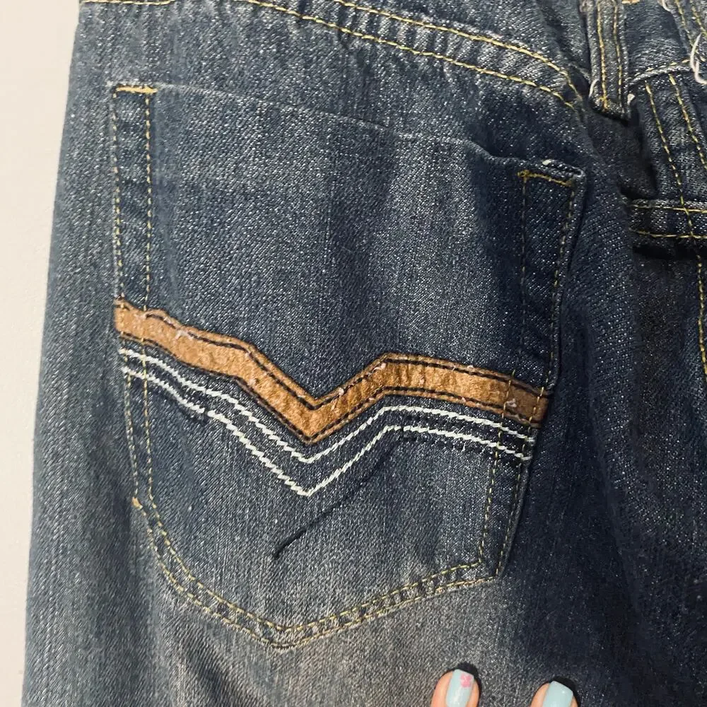 Level One Dark Blue Faded Straight Leg Relaxed Casual Denim Jeans Men Sz 40x32